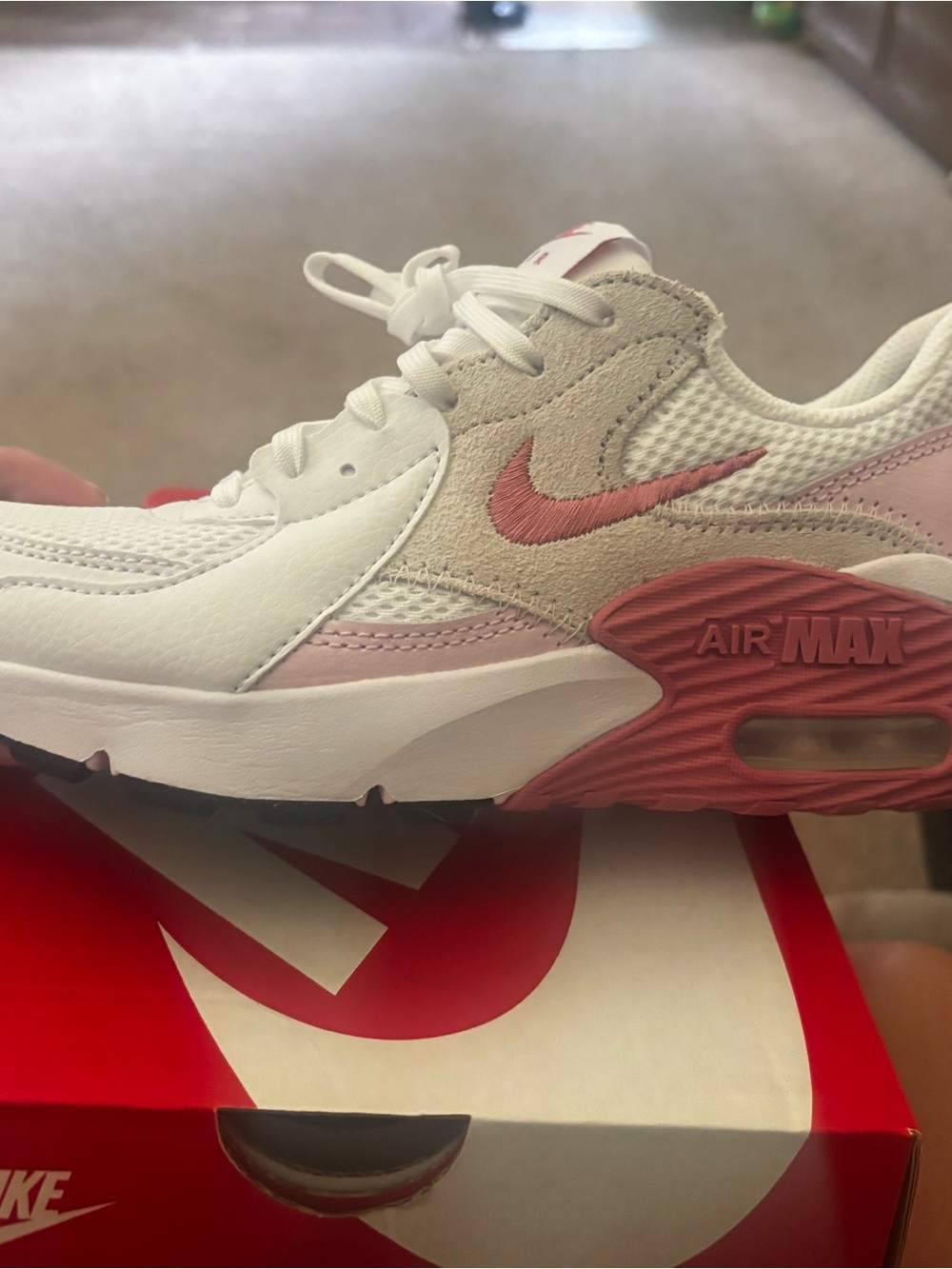 Nike White and Pink Air Max Trainer